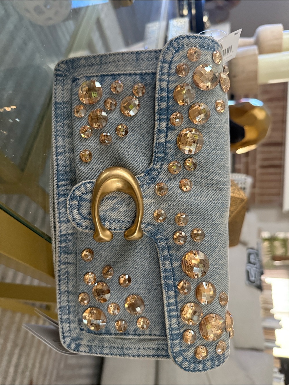 Coach Tabby Shoulder Bag 26 in Light Blue Denim with Gold Accents - Picture 3 of 8